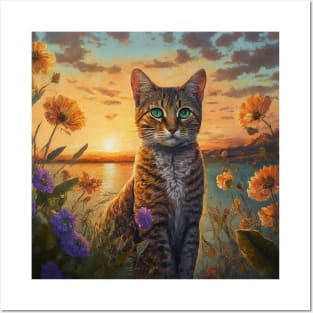 cute cat with flowers ,funny cats with flowers , cats lovers Posters and Art